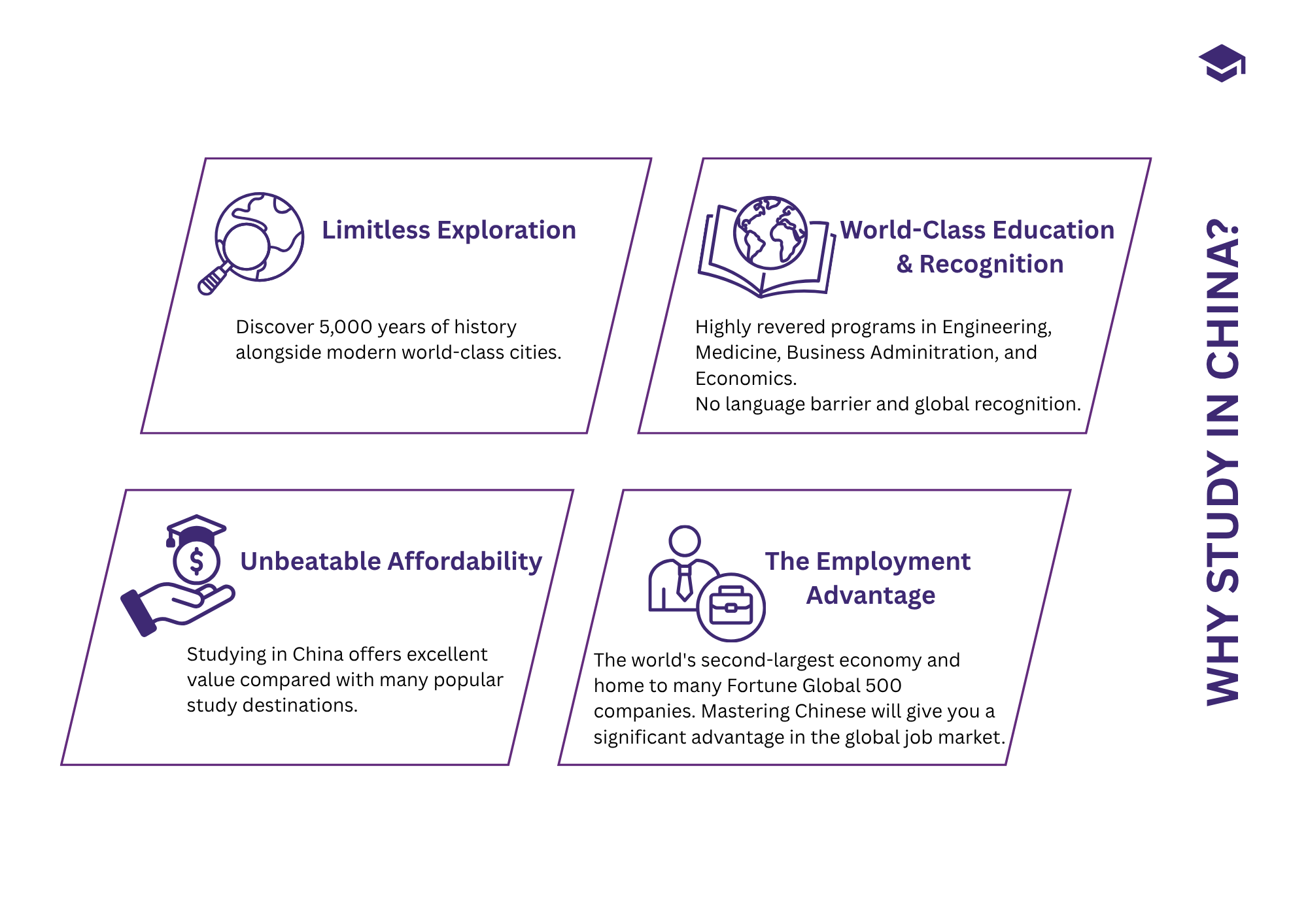 Reasons to study in China including education quality, affordability, culture, and career advantage